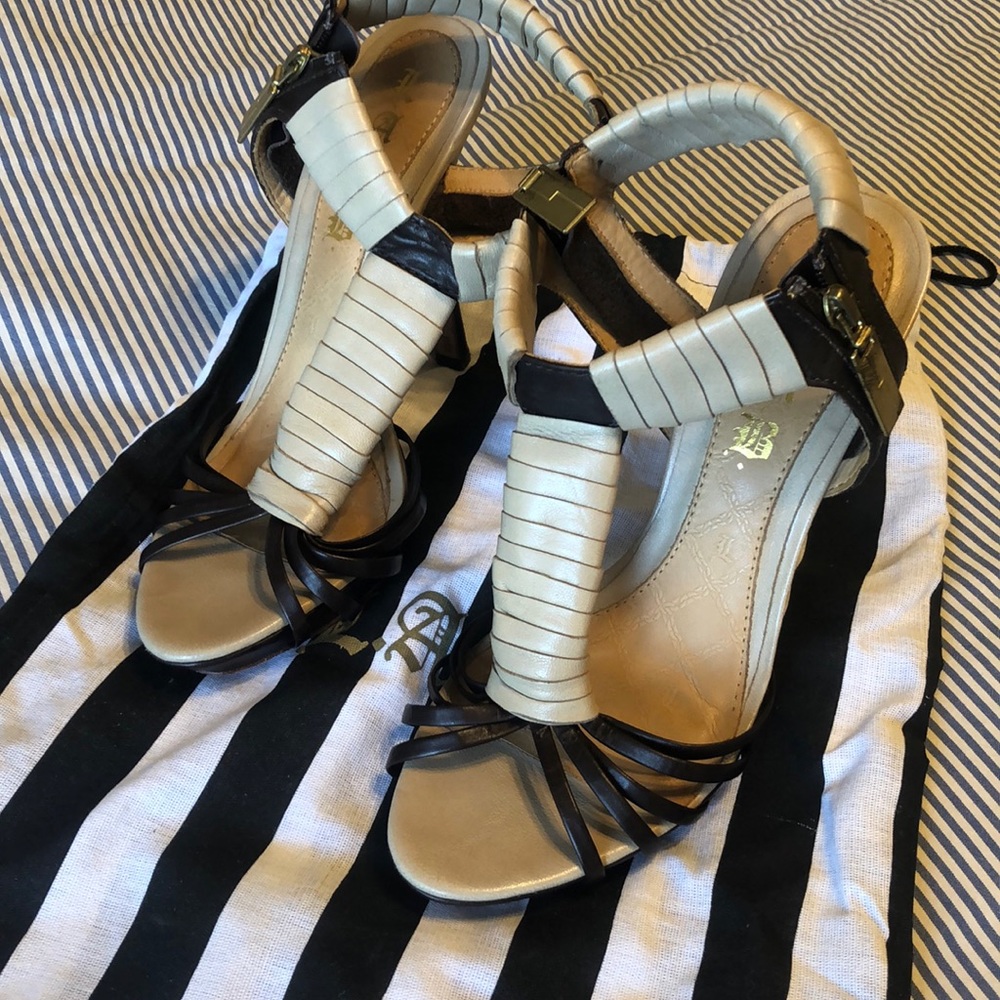 L.A.M.B Brown leather high heel sandals-size 9
